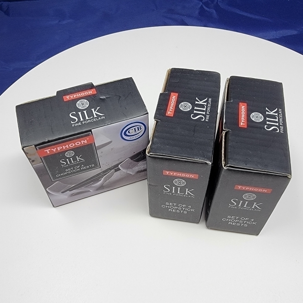 NEW Typhoon Silk Fine Porcelain Chopstick rests 3 sets of 4 total 0f 12 T55